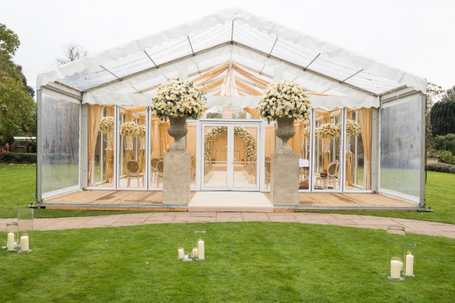 Glass wedding marquee