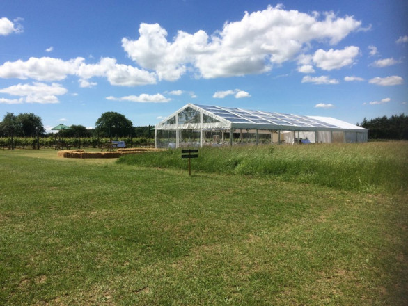 Clear roof marquee hired for event in vineyard venue