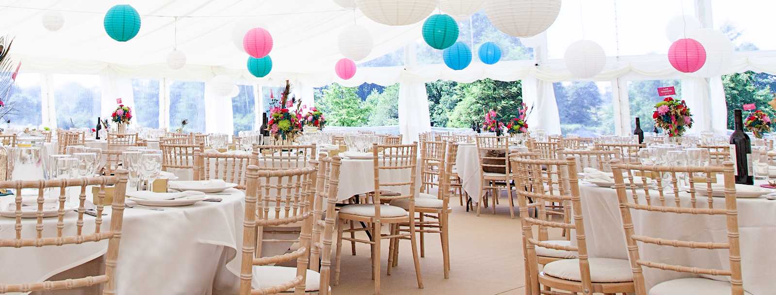 dining area in a wedding marquee
