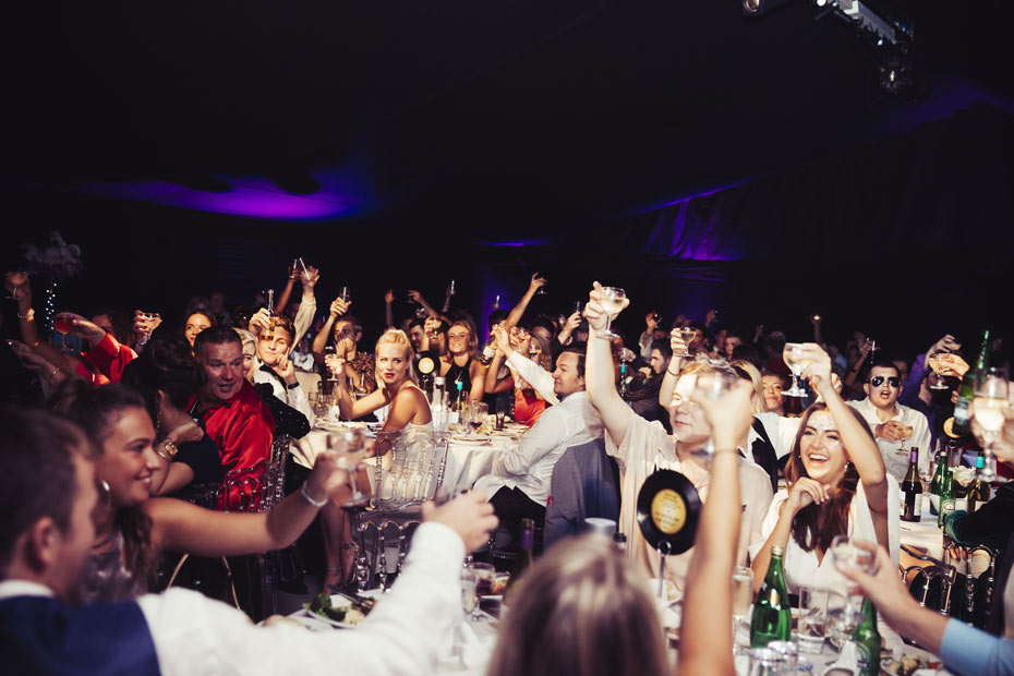 celebrations in a party marquee
