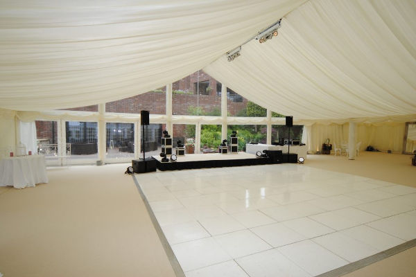 Luxury wedding marquee with white dance floor